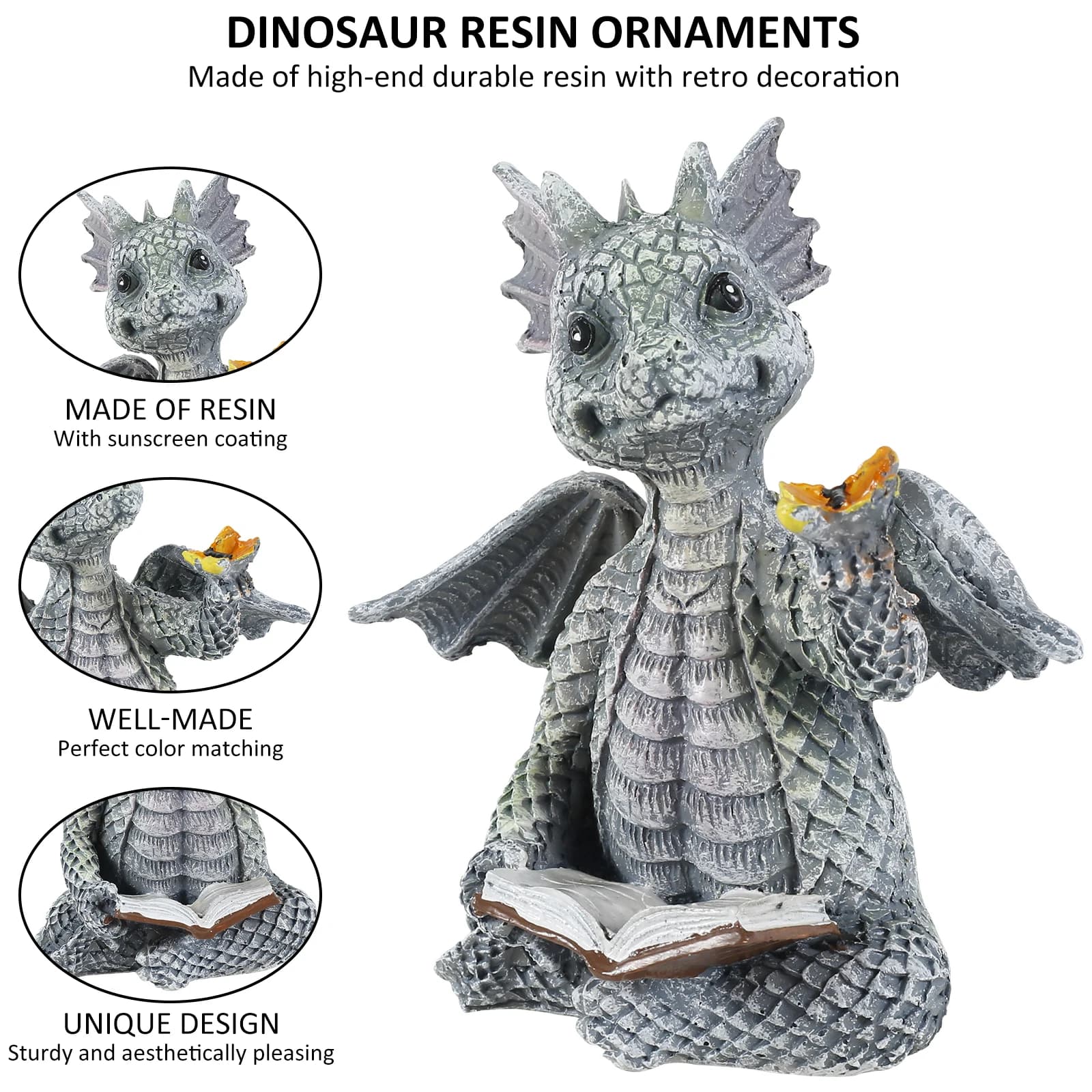 Sculture a Forma di Drago in Resina, Giganti Statue da Giardino, Figure di Draghi Gotici e Fantasiosi, Decorazioni per Giardino e Patio