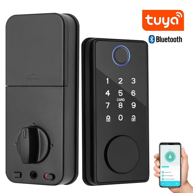 Serratura intelligente Tuya e Bluetooth: impronta digitale + sblocco mobile Password/chiave temperatura ingresso senza chiave, supporto gateway per la sicurezza domestica