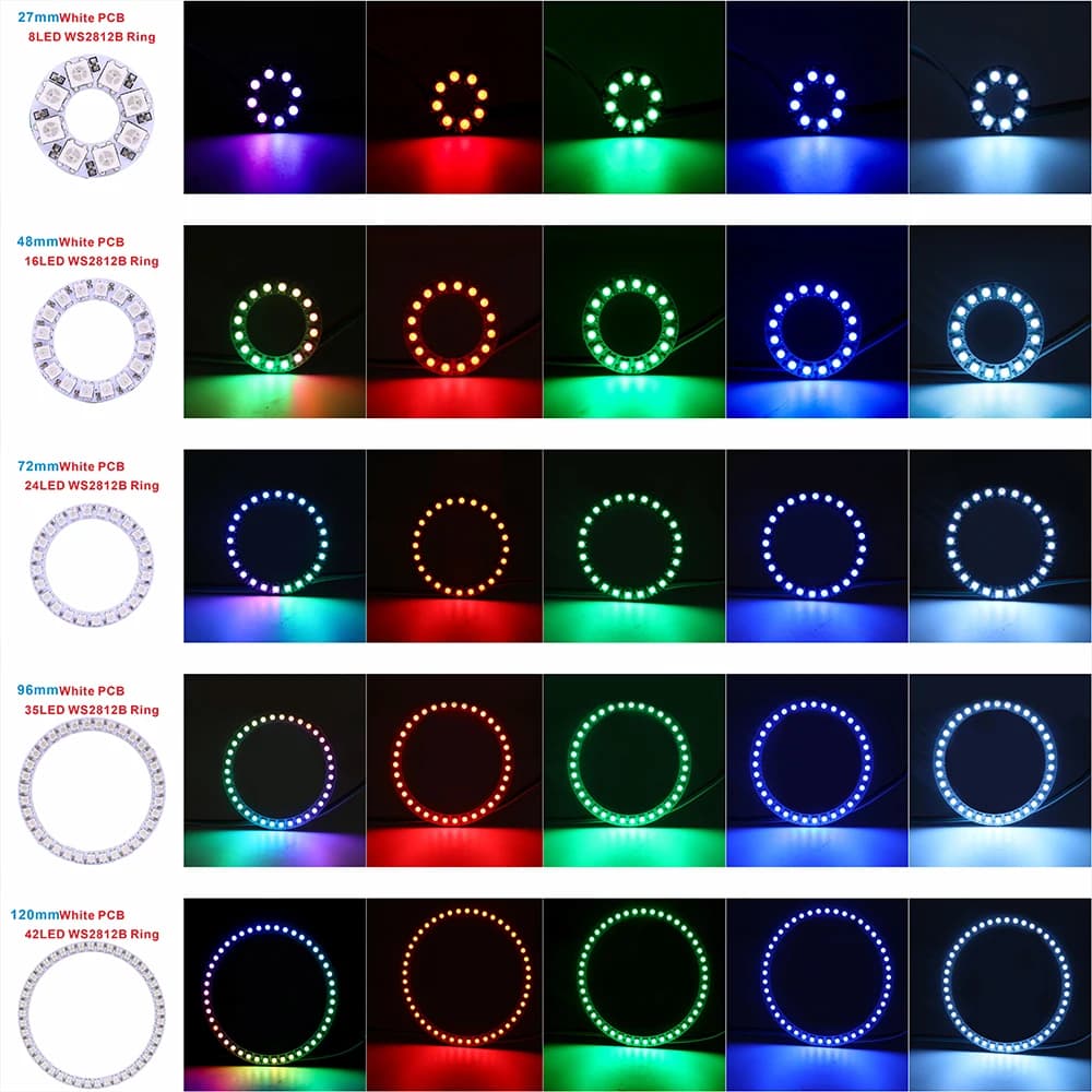 Anello Luminoso LED RGB WS2812B Indirizzabile Singolarmente con Controller Musicale Bluetooth 5050 USB 8-45 Pixel Lampada Decorativa