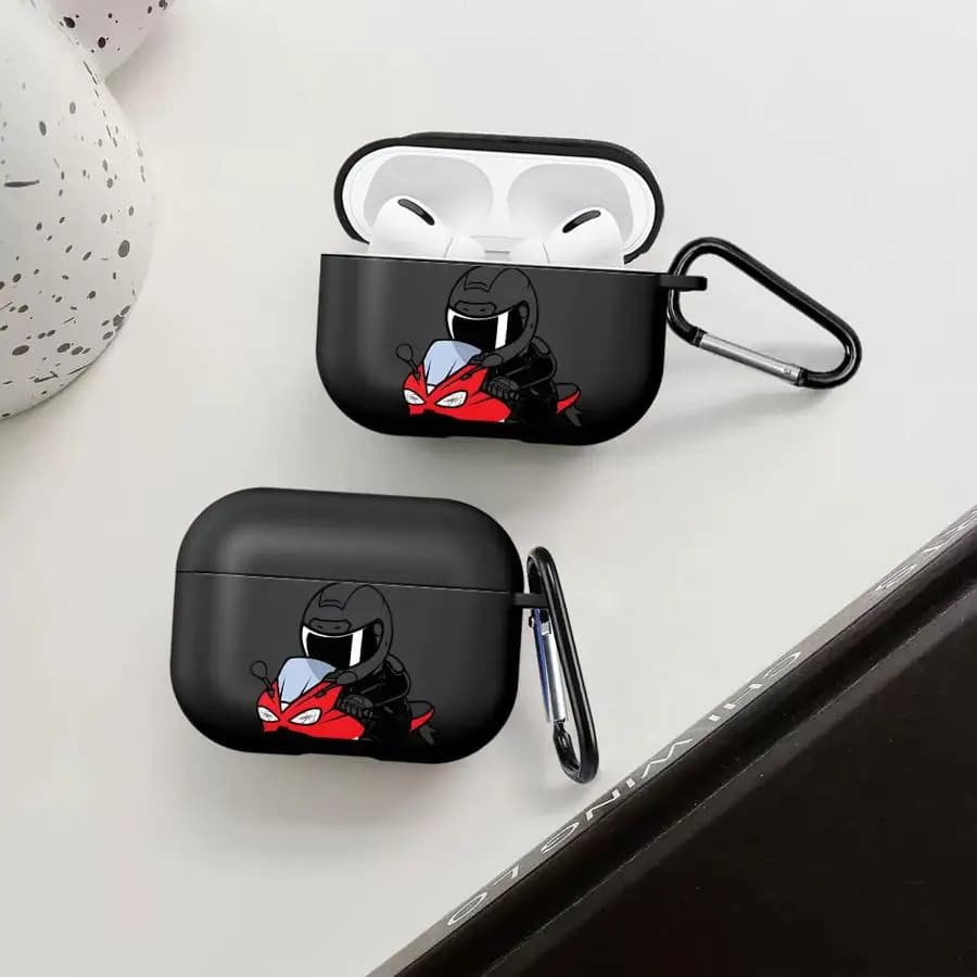 Custodia per auricolari Airpods 2 1 4 Pro Pro3 Pro2 3 con design da motociclista rosso