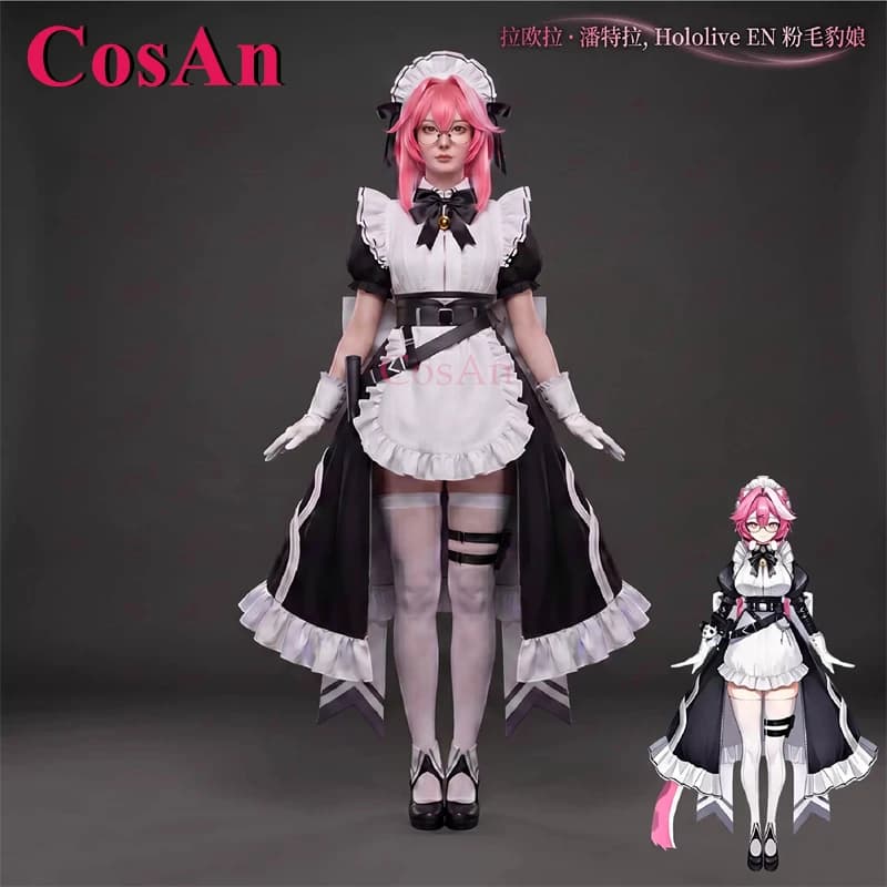 CosAn Anime VTuber Hololive EN Raora Panthera Cosplay Costumes Sweet Lovely Battle Maid Dress Activity Party Role Play Clothing