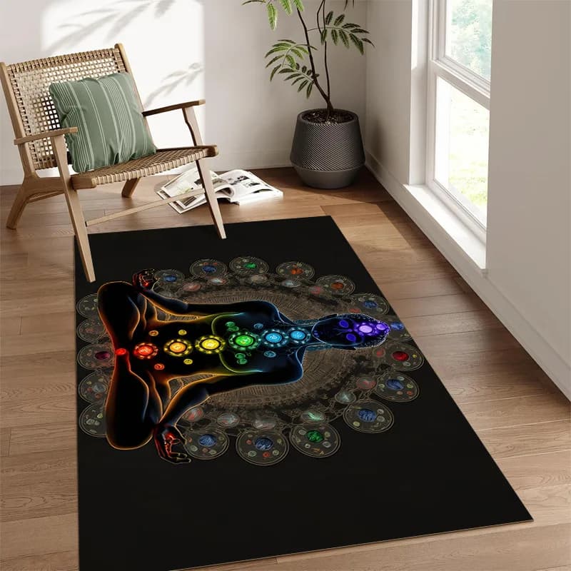 Mystic Sky Carpet Chakra Precious Crystal Stone Energy Model Spiritual Galaxy Modern Meditation Yoga Decorative Carpet for the house