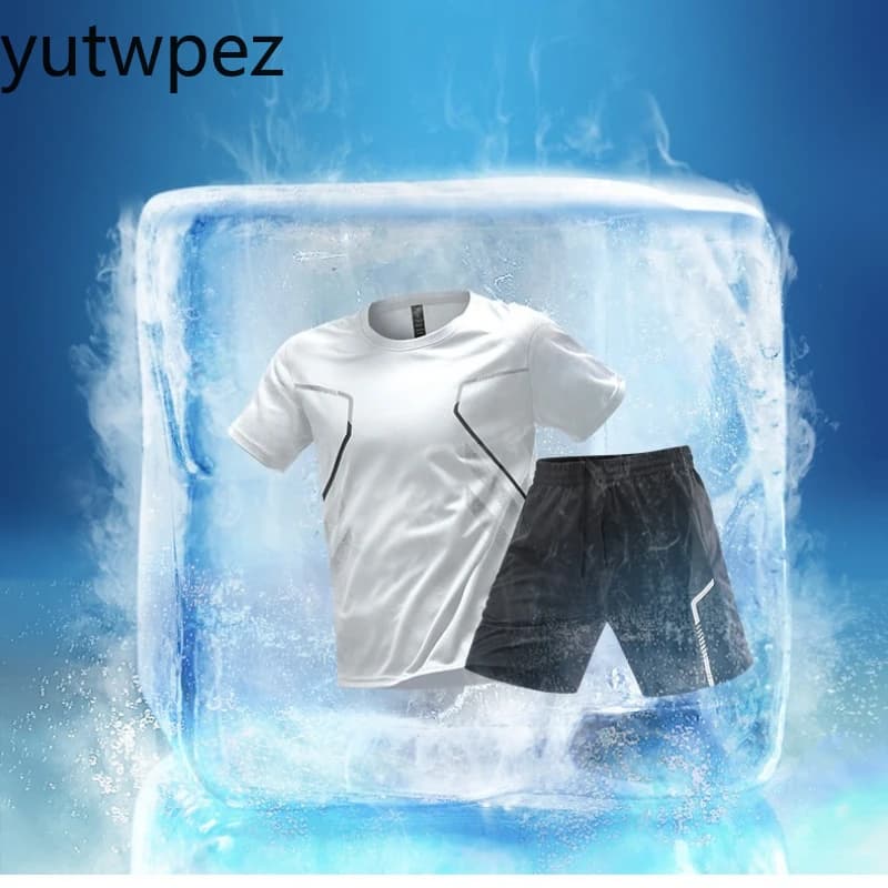 Completo Sportivo Estivo da Uomo per Fitness e Ciclismo, Set 2 Pezzi con Top e Pantaloncini ad Asciugatura Rapida, Tuta da Corsa