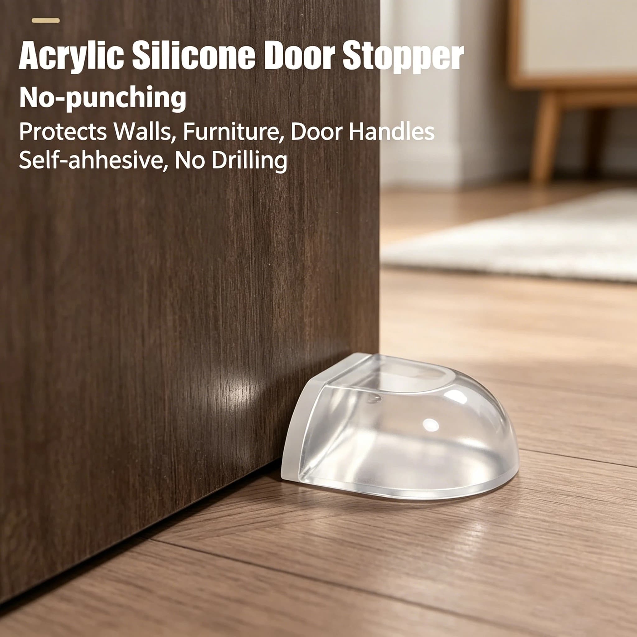 Fermaporta Trasparente in Silicone da Pavimento, Cuscinetto Antiurto Senza Foratura, Protezione di Sicurezza per Casa e Ufficio, Miglioramento Domestico