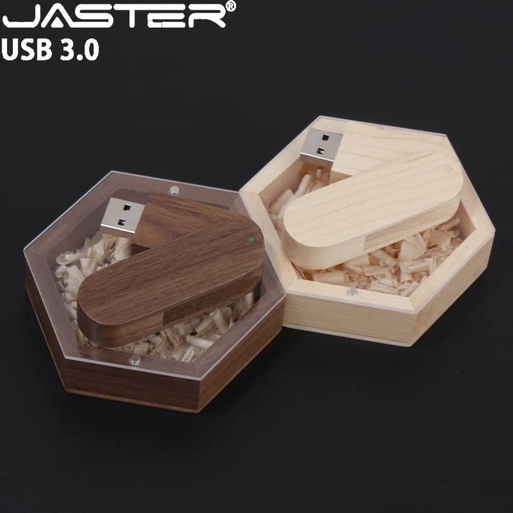 Chiavetta USB 3.0 ad alta velocità Scatola di legno da 128 GB Logo personalizzato gratuito Pen Drive 64 GB Regali di nozze creativi Memory Stick Pendrive da 32 GB