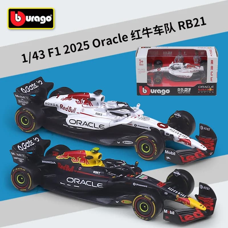 Burago 1:43 Modello in Scala 2025 F1 Oracle Red Bull RB21, Auto da Corsa Realistica in Lega Pressofusa, Giocattolo da Collezione per Bambini e Collezionisti