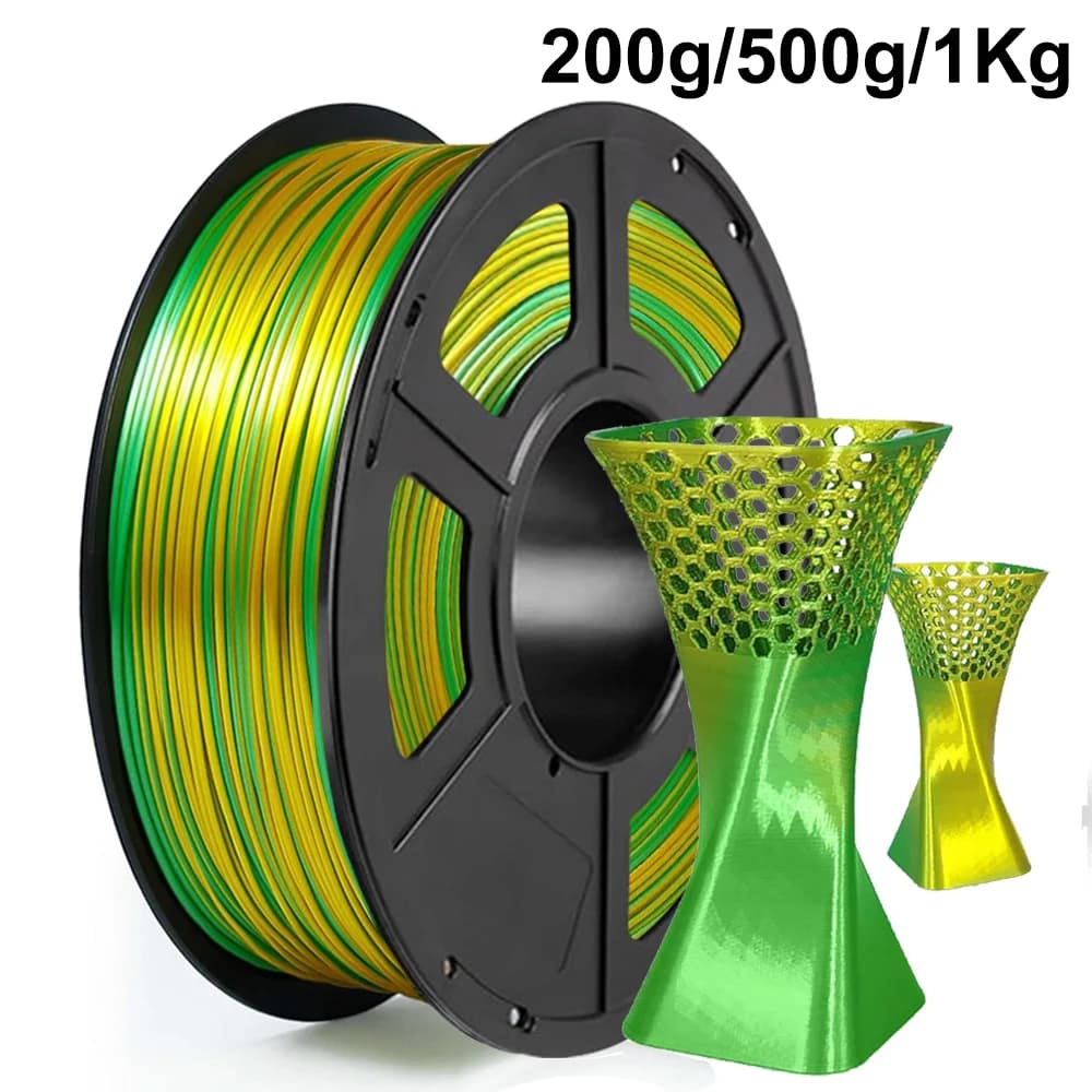 Filament PLA for 3D Green Gold Silk Printer 200g 500g 1Kg 1,75mm Green Silk Glod for 3D Printing Material