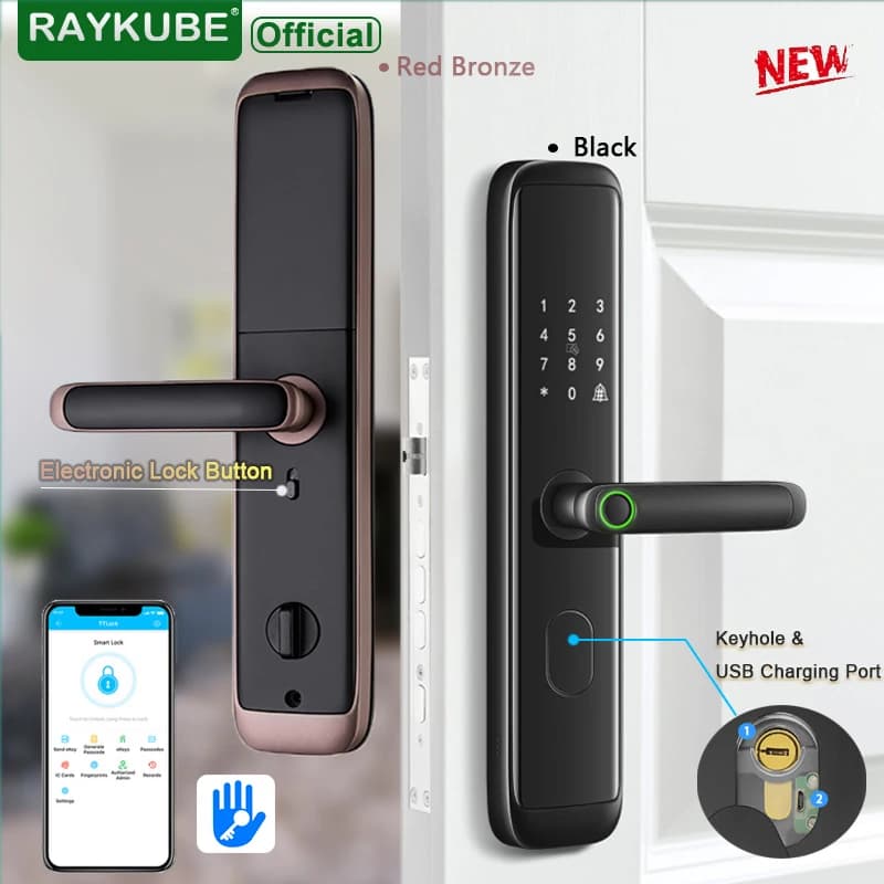 RAYKUBE serratura biometrica per impronte digitali serratura elettronica intelligente verifica dell'impronta digitale con Password e sblocco RFID Z4