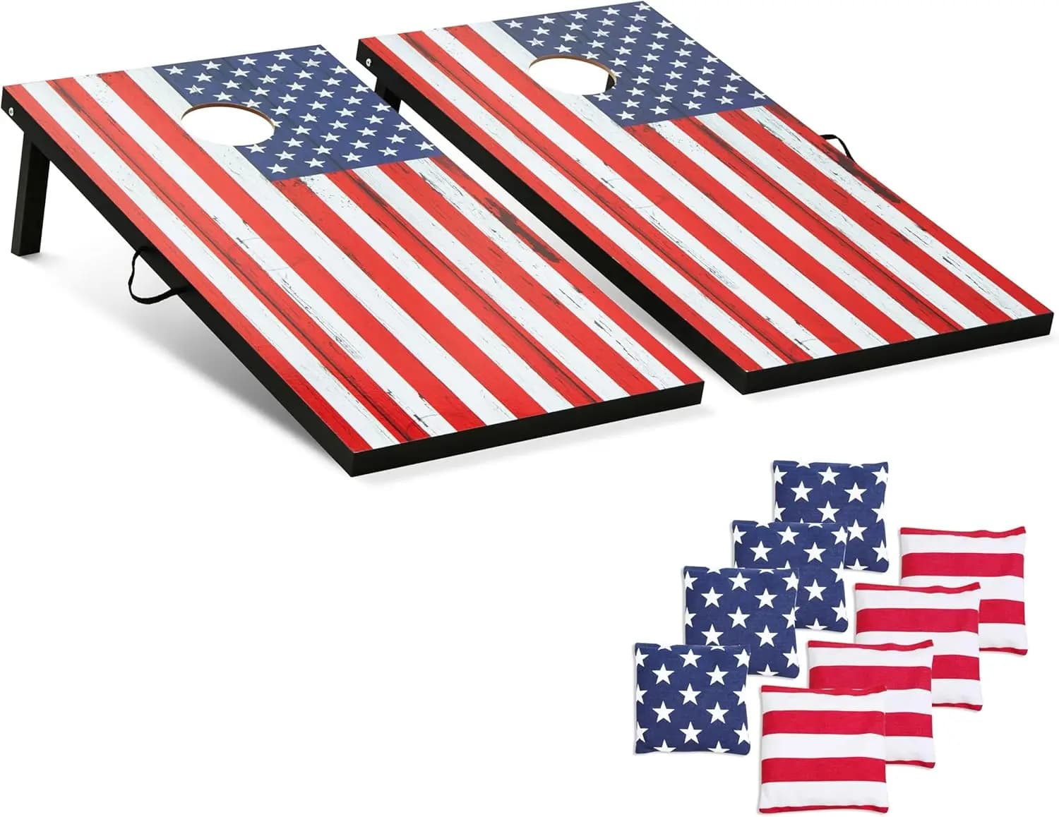 Set da Cornhole Portatile - Gioco in MDF 4x2 piedi con 8 Sacchetti di Fagioli per Giardino, Campeggio, Feste all'Aperto
