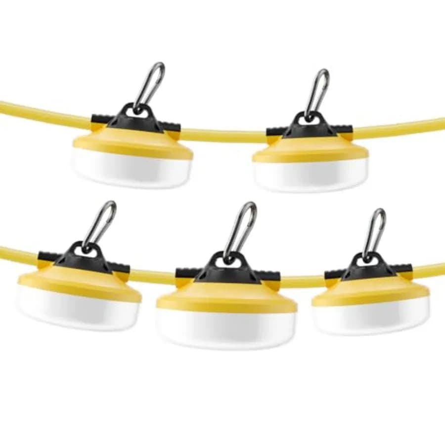 Luci a Stringa LED per Cantieri 50 Piedi 5000 LM 5000K Luce Diurna, Luci da Lavoro a Stringa LED 50W, Illuminazione Temporanea per Cantieri Esterni