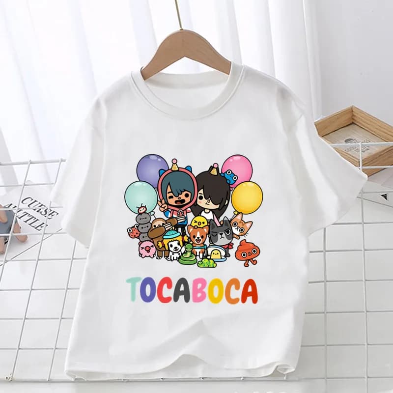 Gioco caldo Toca Life World Stampa Divertente maglietta per bambini Ragazze Estate Top Neonati maschi Vestiti Cartoon Cute Bambini T-shirt a maniche corte