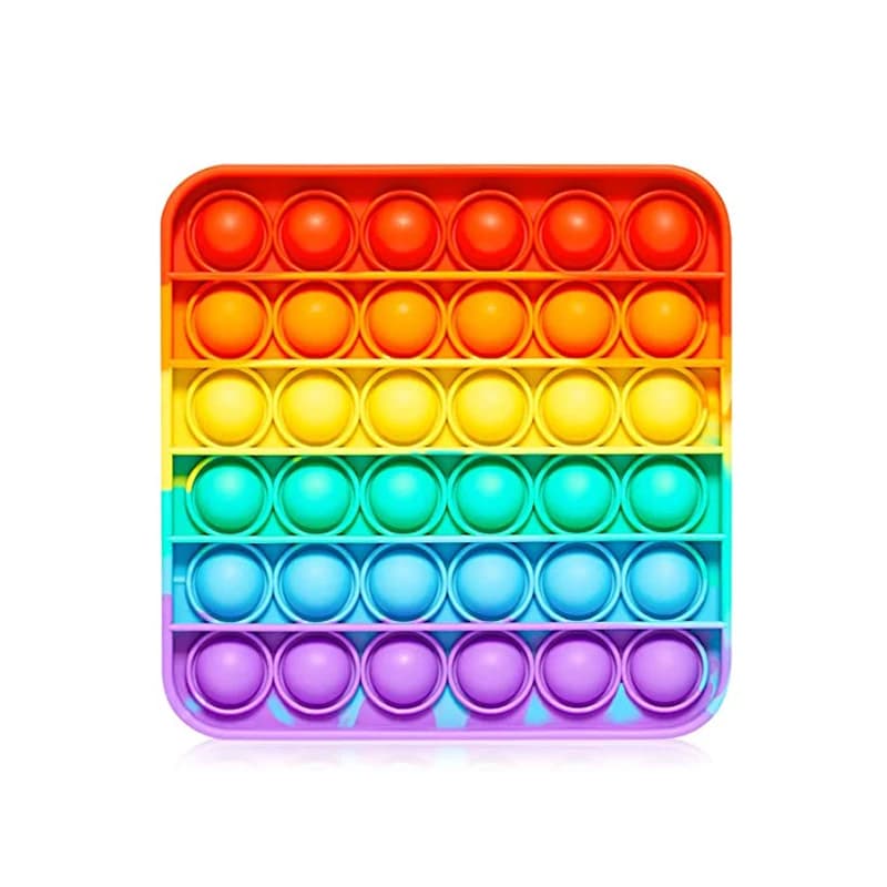 Push Bubble Fidget Toy Arcobaleno Quadrato Giocattolo sensoriale antistress per autismo, stress, ansia Bambini e adulti Giocattoli da spremere
