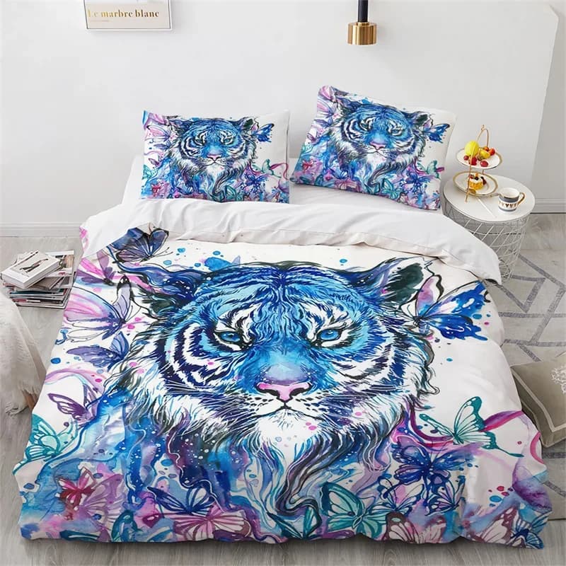 Copripiumino per animali 3D Set di biancheria da letto in microfibra Lupo Volpe Alce Animali selvatici Copripiumino King Queen per adolescenti Adulti Arredamento camera da letto