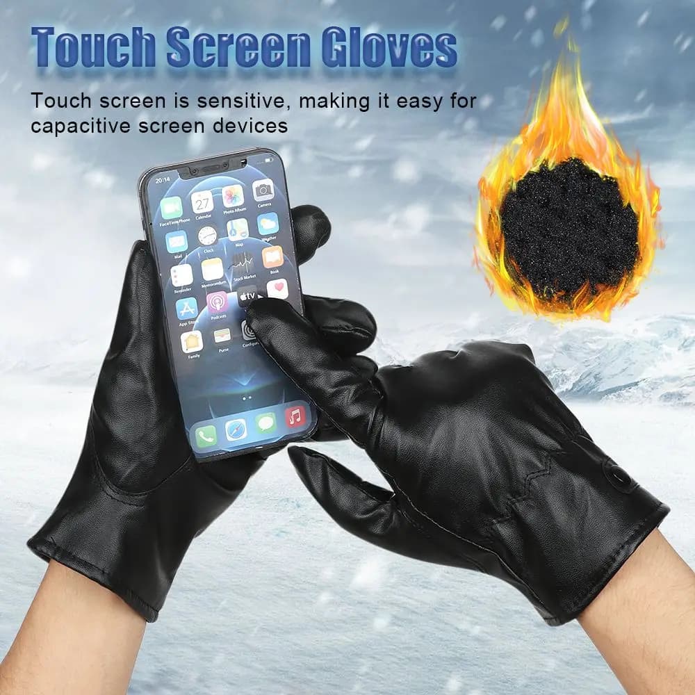 1 paio di guanti sportivi spessi in pelle PU per autunno e inverno, guanti da ciclismo con touchscreen, guanti a dita intere