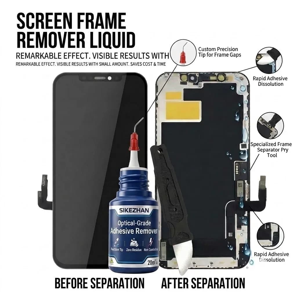 SIKEZHAN 20ml Optical-Grade Adhesive Remover Cleaner Kit with Precision Dispensing Needle & Pry Tool for Phone Screen Repairs
