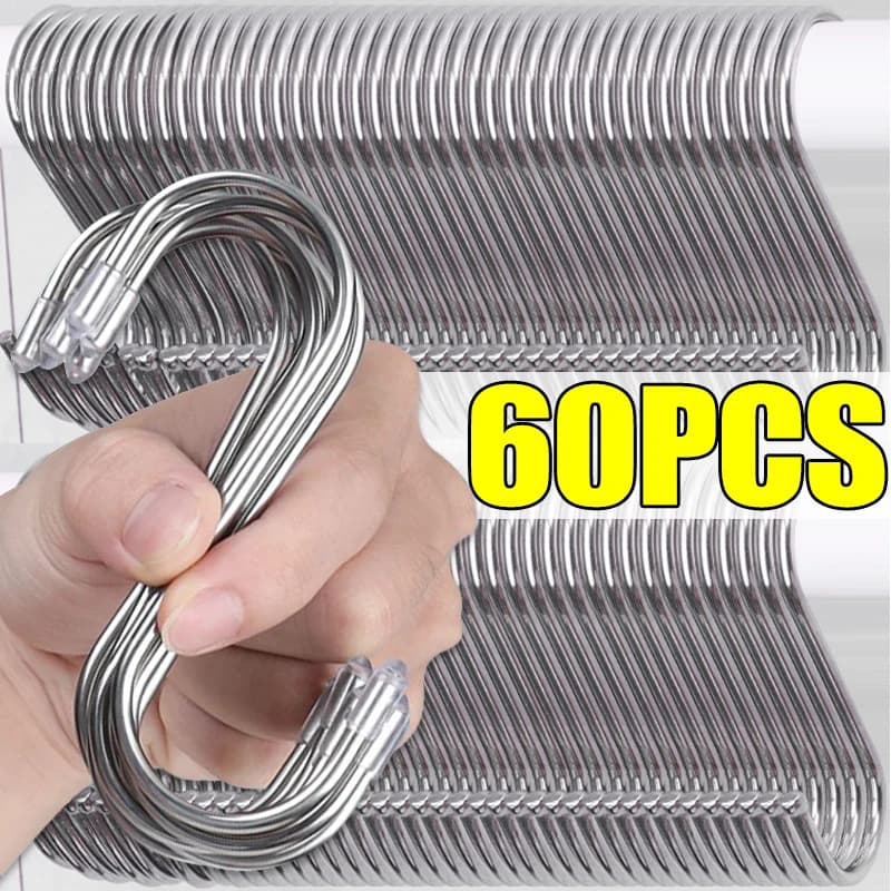 5.5/7/9 cm S-shaped hooks Stainless steel multifunction hanging hooks Kitchen Bathroom clothes hanger Organizer Wholesale tools