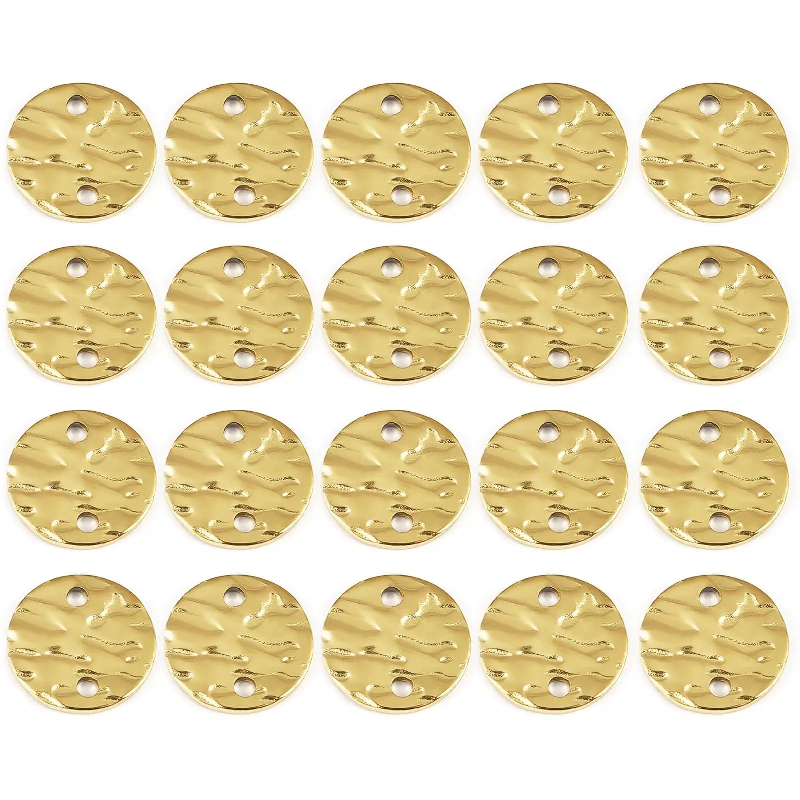 20pcs/lot Stainless Steel Pendant Charms Round Mirror Embossed Pendant Connector DIY Earring Bracelet Jewelry Making Accessories