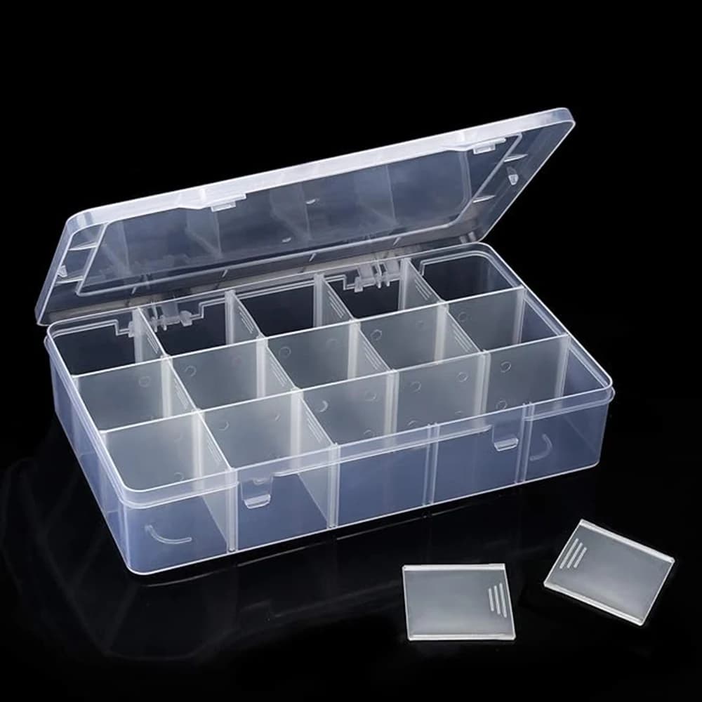 Contenitore Organizer in Plastica a 15 Scomparti con Divisori, per Washi Tape, Gioielli, Artigianato, Attrezzatura da Pesca, Perline, Materiali Creativi