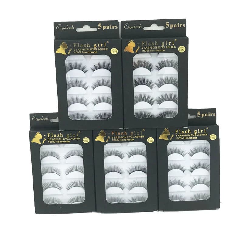 Set of 5 pairs of fake 3D eyelashes in natural European style 3D fake eyelashes wholesale for eye makeup