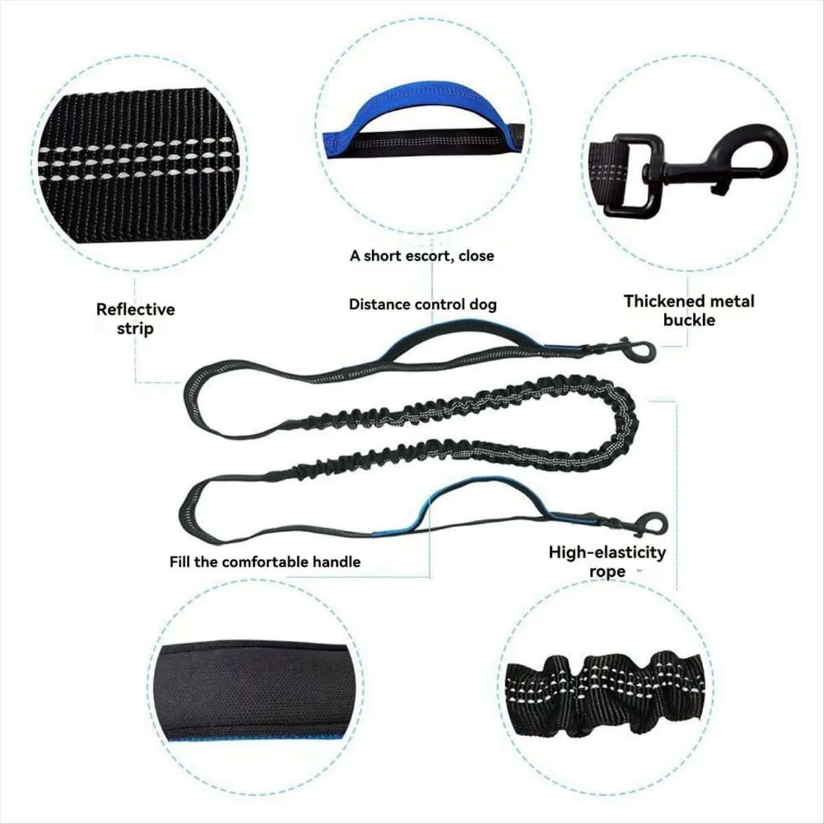 (SPOR) Guinzaglio per cani da corsa e passeggio, guinzaglio riflettente con cintura elastica retrattile, corda di trazione per cani, prodotti per animali domestici