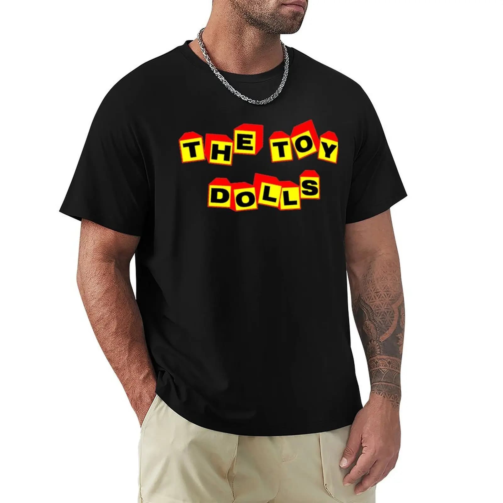T-shirt con logo Music The Toy Dolls Band, maglietta casual resistente alle macchie
