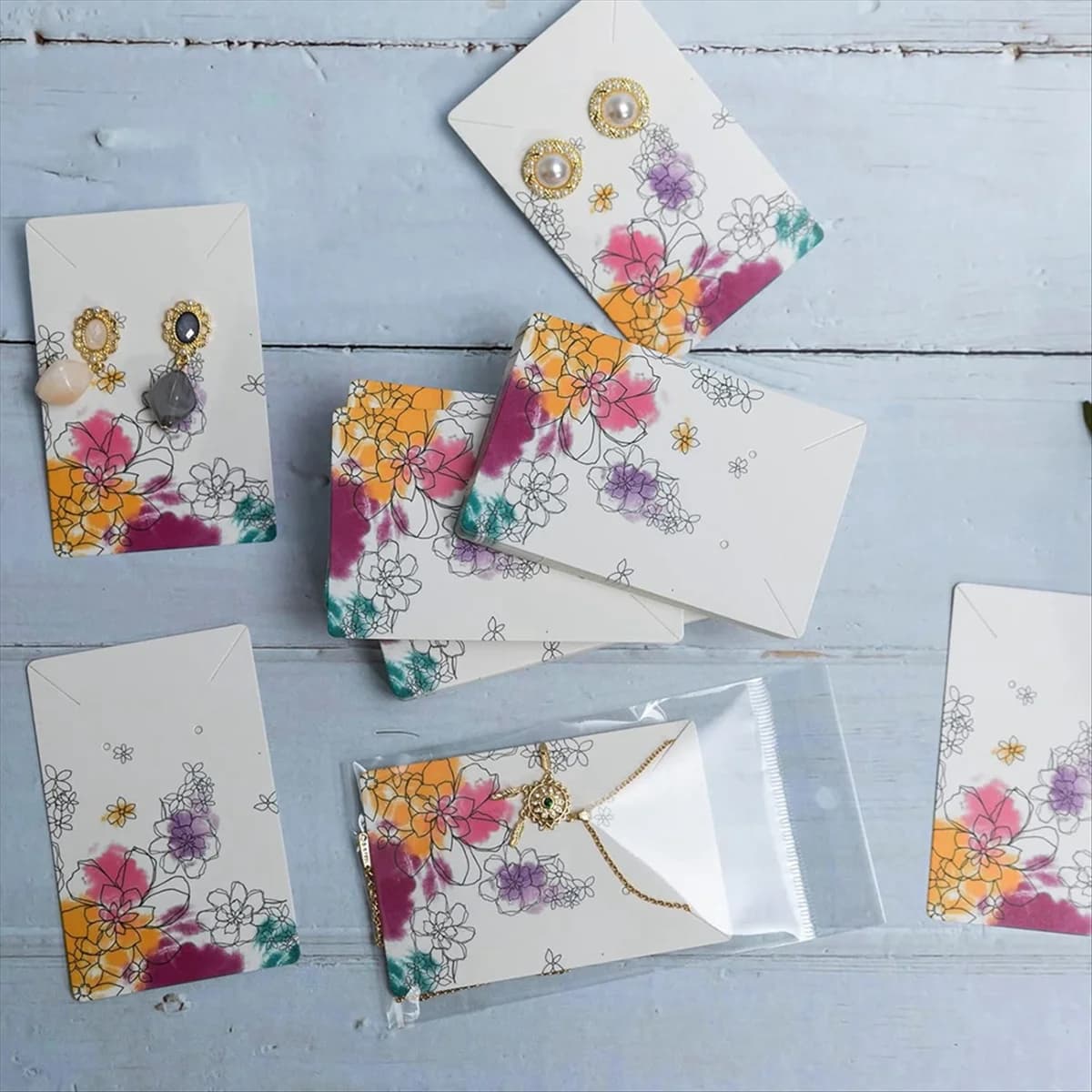 AA98 Cartoline espositive per collane Set di cartoline espositive per orecchini Carte porta imballaggio per orecchini Confezione di gioielli per collana orecchino C