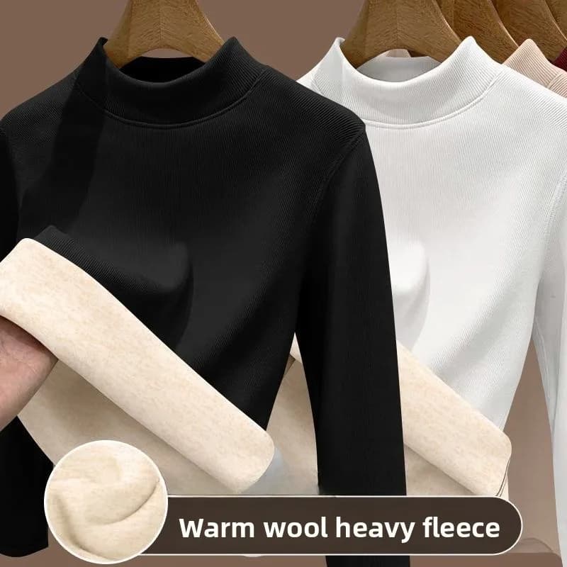 Camicia base invernale in pile di agnello da donna Top con biancheria intima riscaldata in pile ispessito T-shirt autunnale a maniche lunghe Abiti caldi