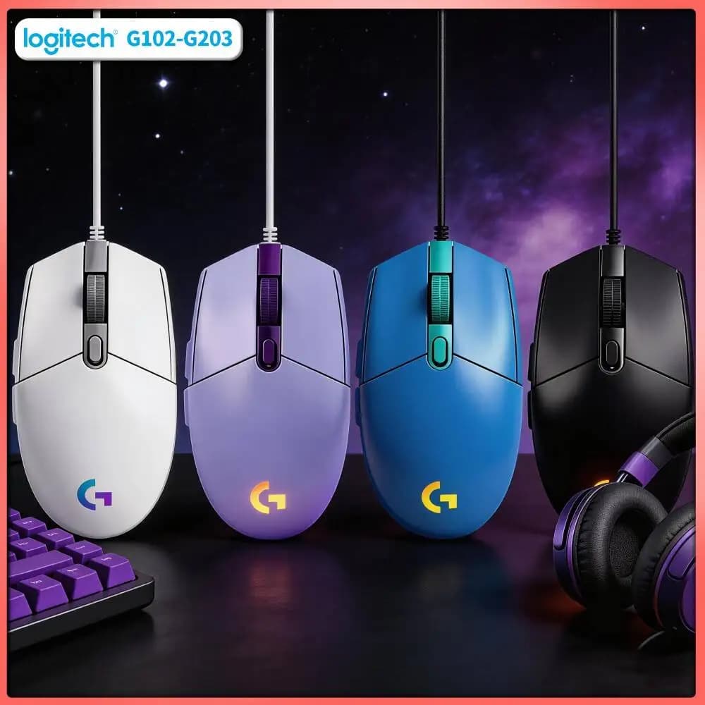 Logitech G102 Gaming Mouse, HERO Sensor 8000 DPI, RGB Backlighting, Mechanical Buttons, Ergonomic for Windows/macOS Users