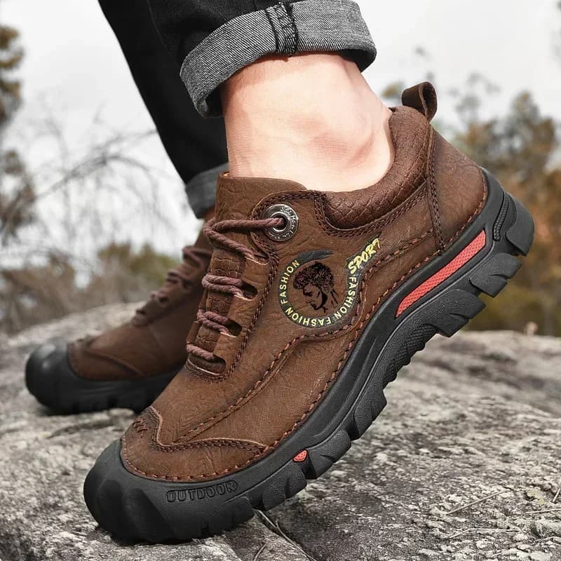 Scarpe da ginnastica sportive da uomo in vera pelle da uomo da viaggio casual per il tempo libero, passeggiate, arrampicata, calzature da uomo, scarpe da trekking da campeggio all'aperto