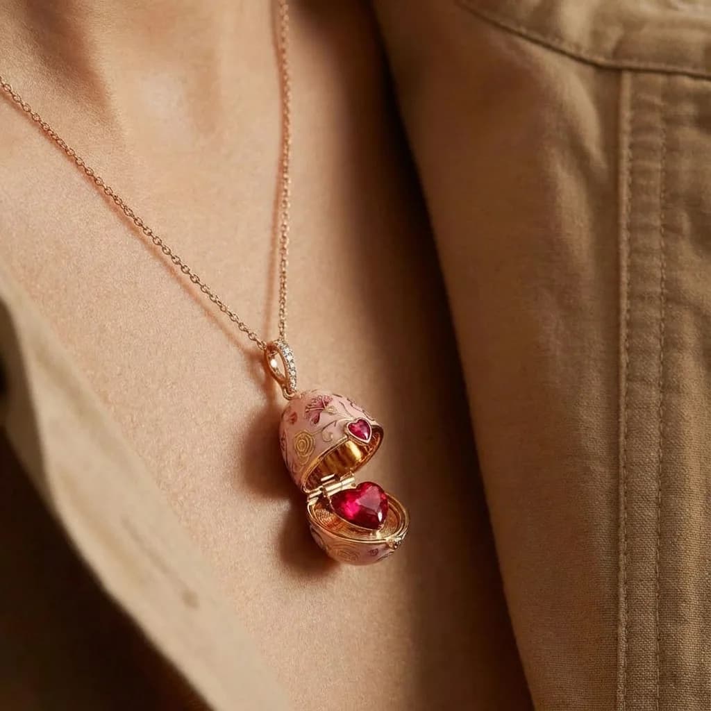 New Necklace with Smooth Pink Pendant, Discreet Luxury Jewel, Clavicola Chain, Women's Fashion Gift