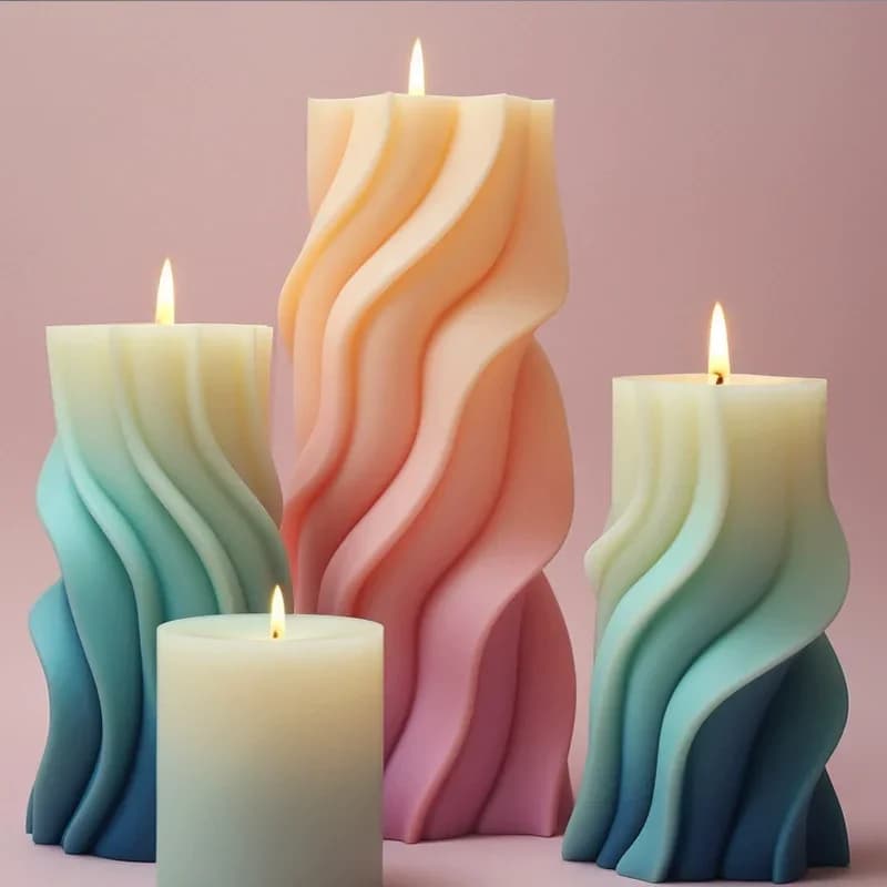 Stampo in Silicone per Candele a Forma di Onda Cilindrica, Stampo per Candele Aromaterapiche a Spirale Geometrica con Strisce Intrecciate, per Resina e Gesso