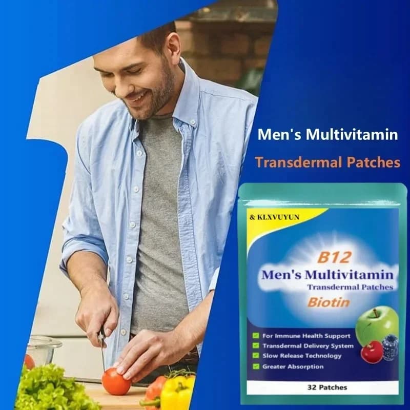 Integratore con vitamina A, vitamina C, zinco, calcio e altro, toppe transdermiche multivitaminiche da uomo, 32 pezzi di fornitura da 1 mese