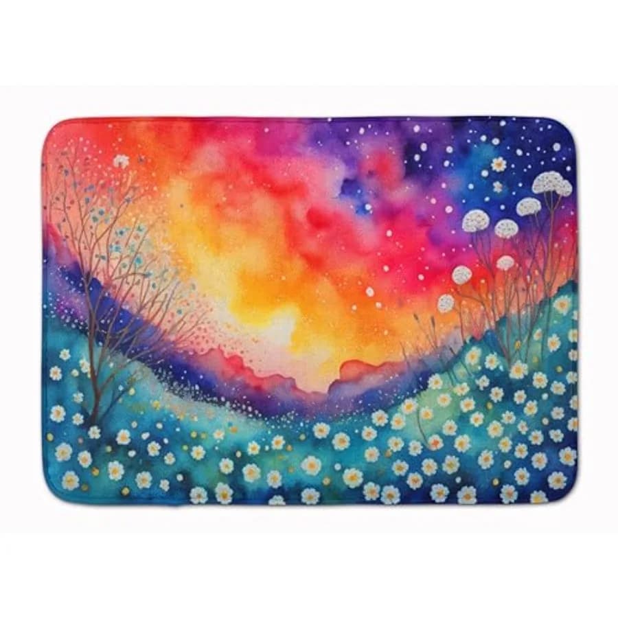 Tappetino da Cucina in Memory Foam Colorato con Motivo Gypsophila, Lavabile in Lavatrice, Antifatica, Comodo Tappeto da Bagno o Tappeto da Cucina