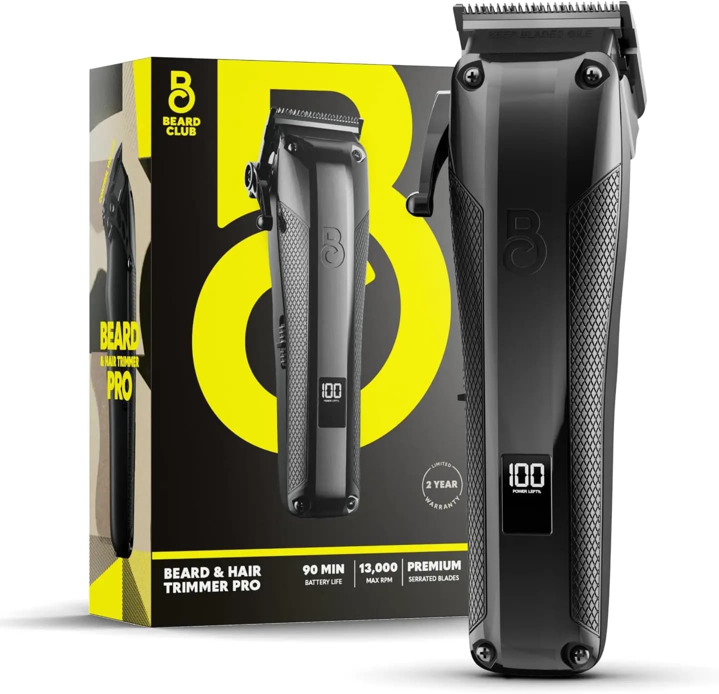 Regolabarba professionale senza fili per uomo - Alta potenza 13.000 RPM con 10 guide e leva conica