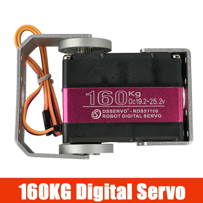 Servo Digitale RDS51160 160KG 24V ad Alta Coppia, Doppio Asse, Impermeabile IP66, con Ingranaggi in Metallo e Staffa a U per Parti DIY di Robot RC