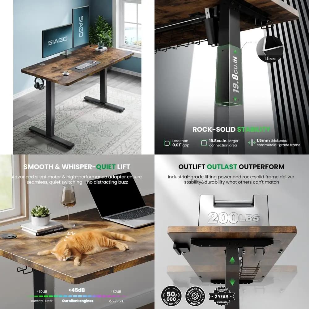 Scrivania elettrica da terra regolabile 63 x 24 con gestione dei cavi e 3 altezze di memoria per postali di lavoro ergonomiche Sit-Stand