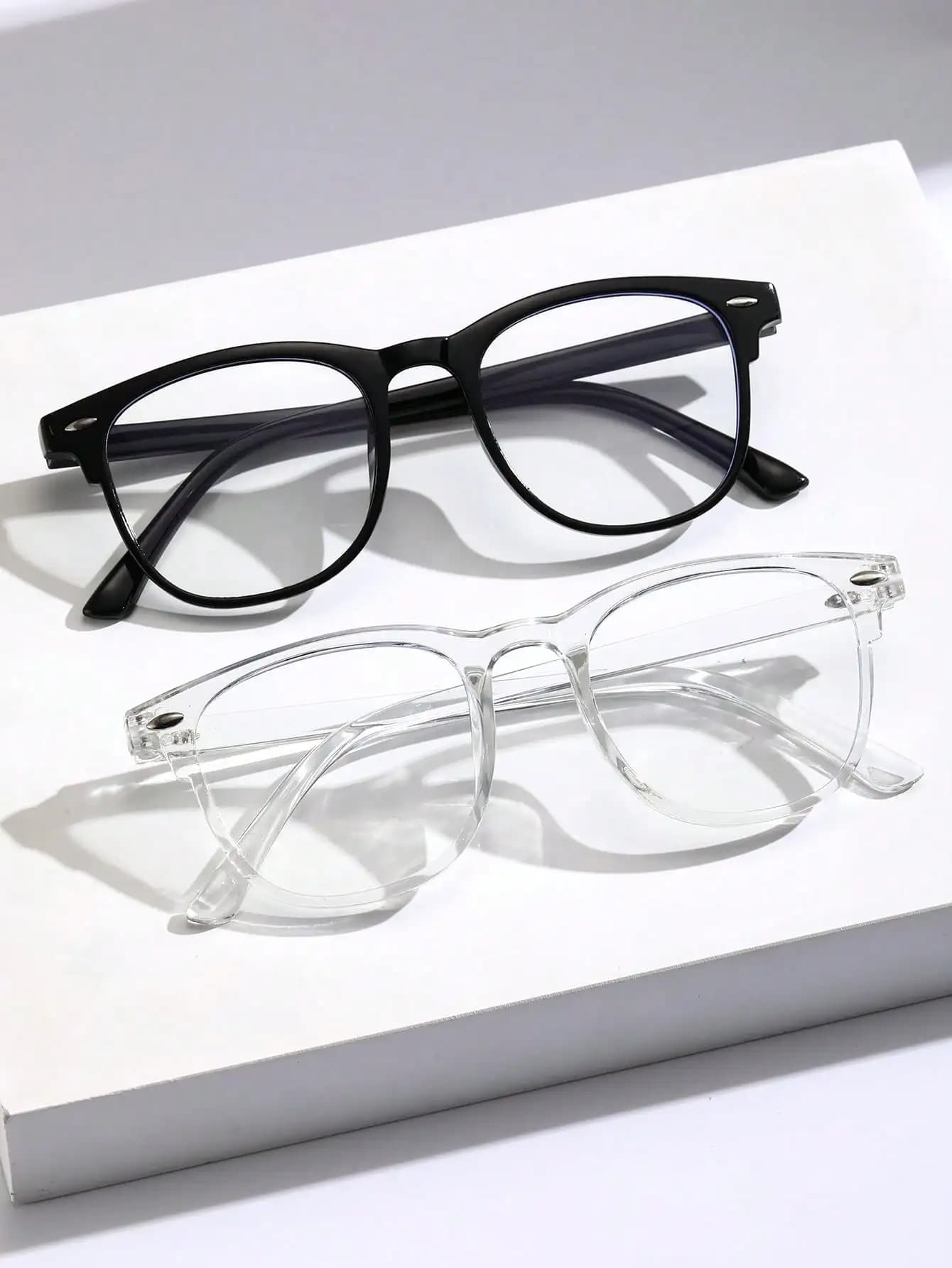 1-2-3 pezzi occhiali trasparenti anti-luce blu alla moda con montatura quadrata in plastica unisex per accessori di abbigliamento per il ritorno a scuola.