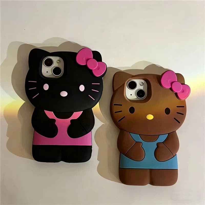 Nuova custodia in silicone 3D a forma di gatto Sanrio Hello Kitty per iPhone 17 Pro Max 16 15 Plus 14 13 Mini 12 11 4 4S 5 5S 7 8 SE - Regalo
