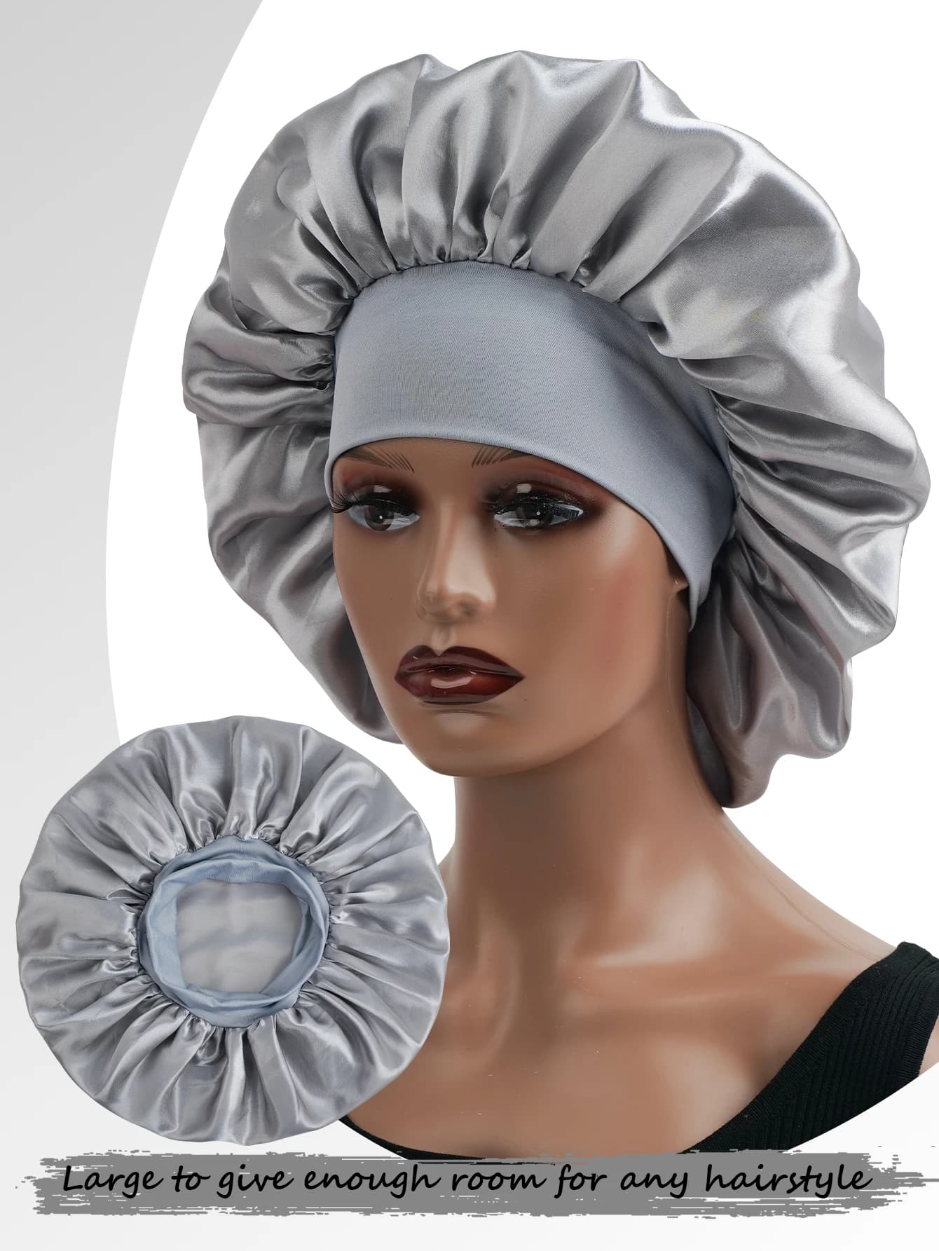 Unisex night hat in plain satin, comfortable and casual for hair protection, for man and woman
