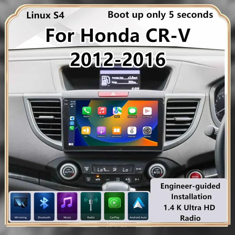 Autoradio modificata per Honda CR-V 2012-2016 con Carplay wireless, lettore multimediale per auto, aggiornamento touchscreen, Android Auto, Car Play, sistema Linux