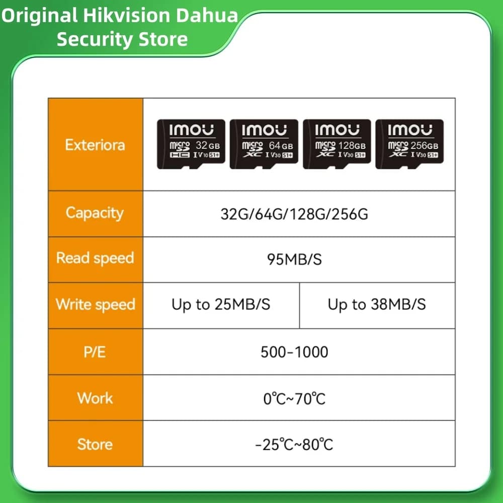 Scheda di Memoria microSD Serie S1 Dahua Imou 32G 64G 128G 256G per Telecamere IP e Citofoni, Lettura ad Alta Velocità di VTO VTH