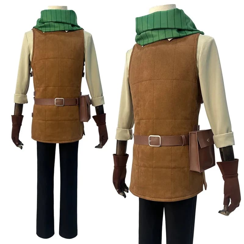 HOLOUN Delizioso Dungeons Meshi Anime Chilchuck Tims Costume Cosplay Parrucca Gilet Camicia Pantaloni Cintura Sciarpa Custodia Halloween Natale