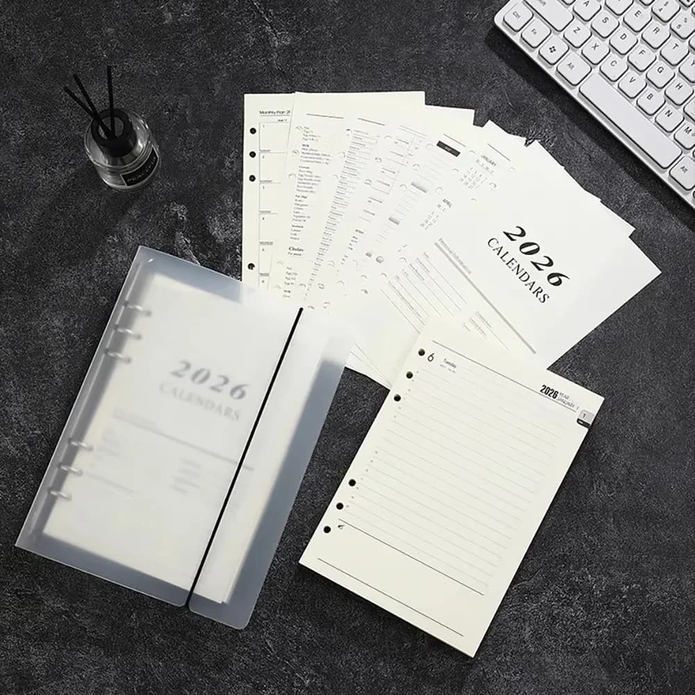 Pagine di Ricambio Durevoli per Quaderno A5, Pianificatore Giornaliero, Fogli Interni a Fogli Mobili, Fogli Perforati per Agenda