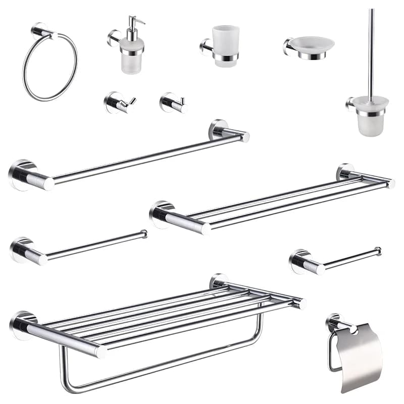 Chrome Stainless Steel Bathroom Hardware Towel Rack Toilet Paper Holder Toilet Brush Robe Hook Towel Bar Holder
