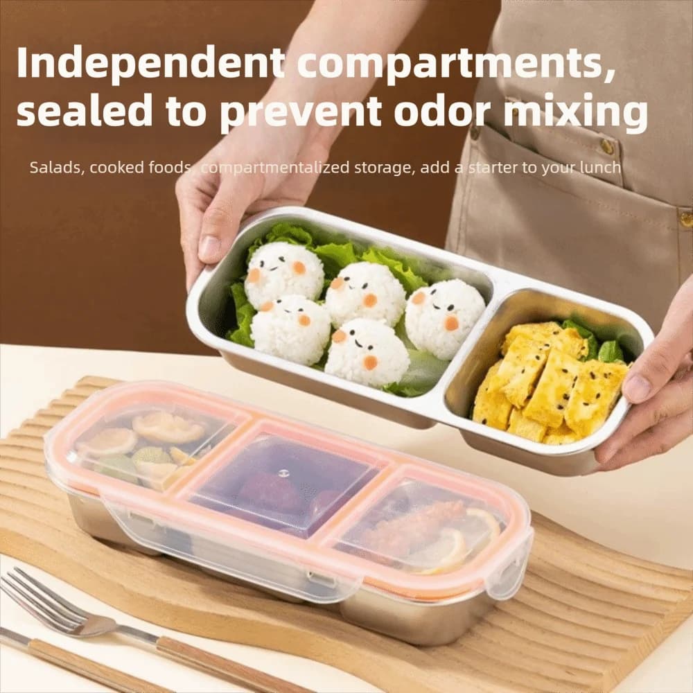 2 Compartment Snackle Box Leakproof Design Reusable Bento Box Airtight Lids Microwave Safe Food Storage Containers Travel
