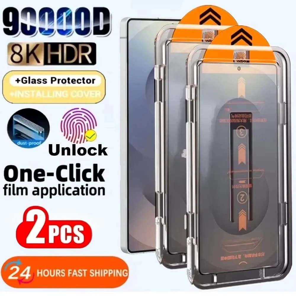 1-2PCS Easy Installation Screen Protectors For Samsung S26 Edge S25 S24 Ultra Plus FE S25 Edge Oleophobic Coating Tempered Glass
