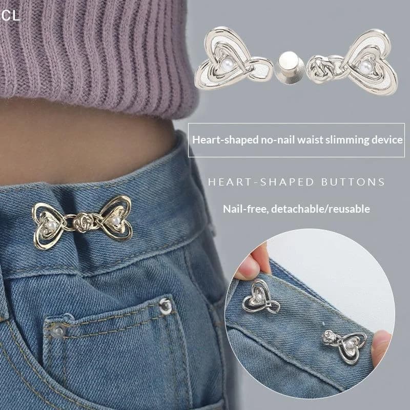 AttireTroveAdjustable Heart Waist Clip Buckle For Skirt Pants Jeans Tighten Waist No Sewing Clothing Accessories