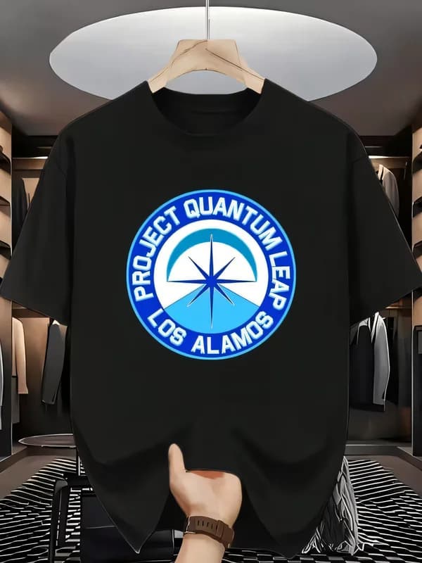 Project Quantum Leap Los Alamos Circular Logo Black Cotton T-shirt Men Short Sleeve Crew Neck Graphic Tee Summer Casual Top