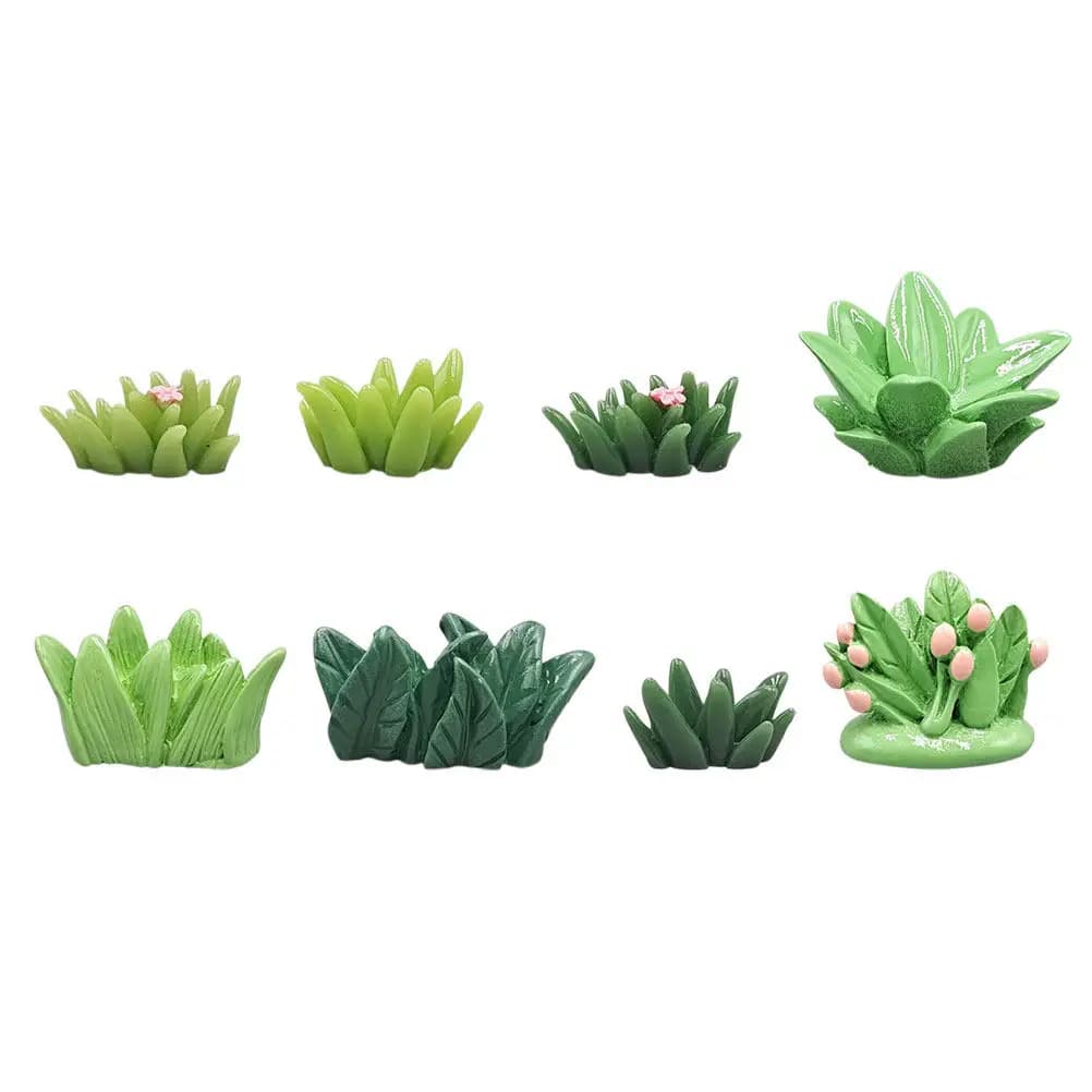 8Pcs Realistic Mini Artificial Plants Fake Grass for Dollhouse Accessories Miniature Garden Decor Tiny Craft Greenery Indoor