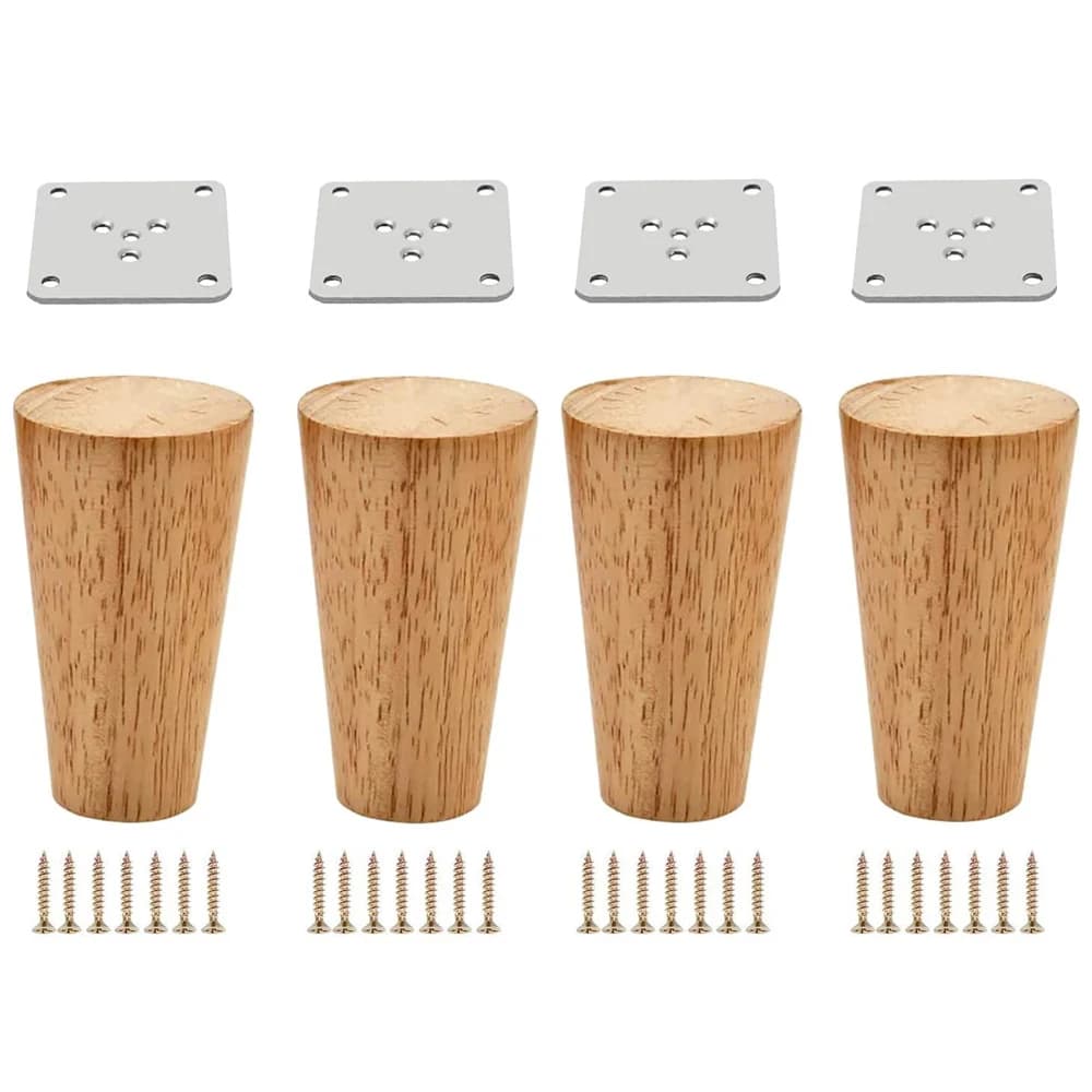 Set di 4 gambe per mobili, gambe rotonde solide in stile Mid-Century, gambe di ricambio per divano, cassettiera, armadio, letto, tavolo fai-da-te per la casa